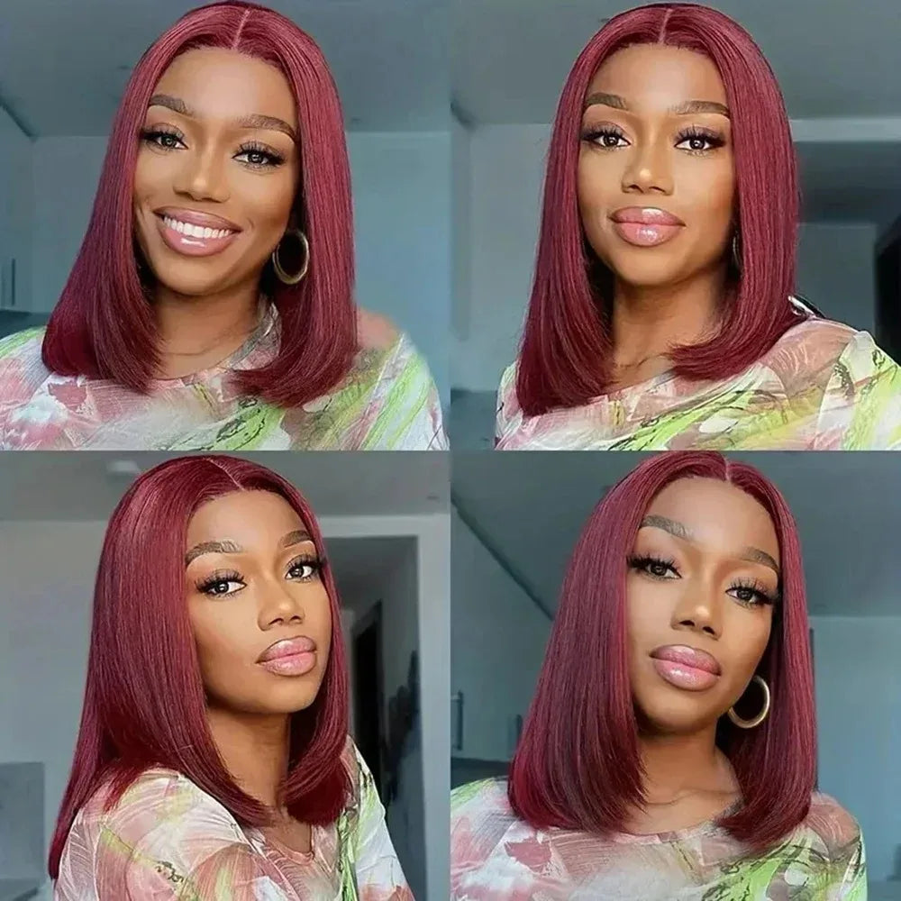 13x4 HD Short Ombre Blonde Wig Straight Bob Lace Front Wig Pre Plucked Synthetic Short Lace Frontal Wig Glueless Daily Cosplay