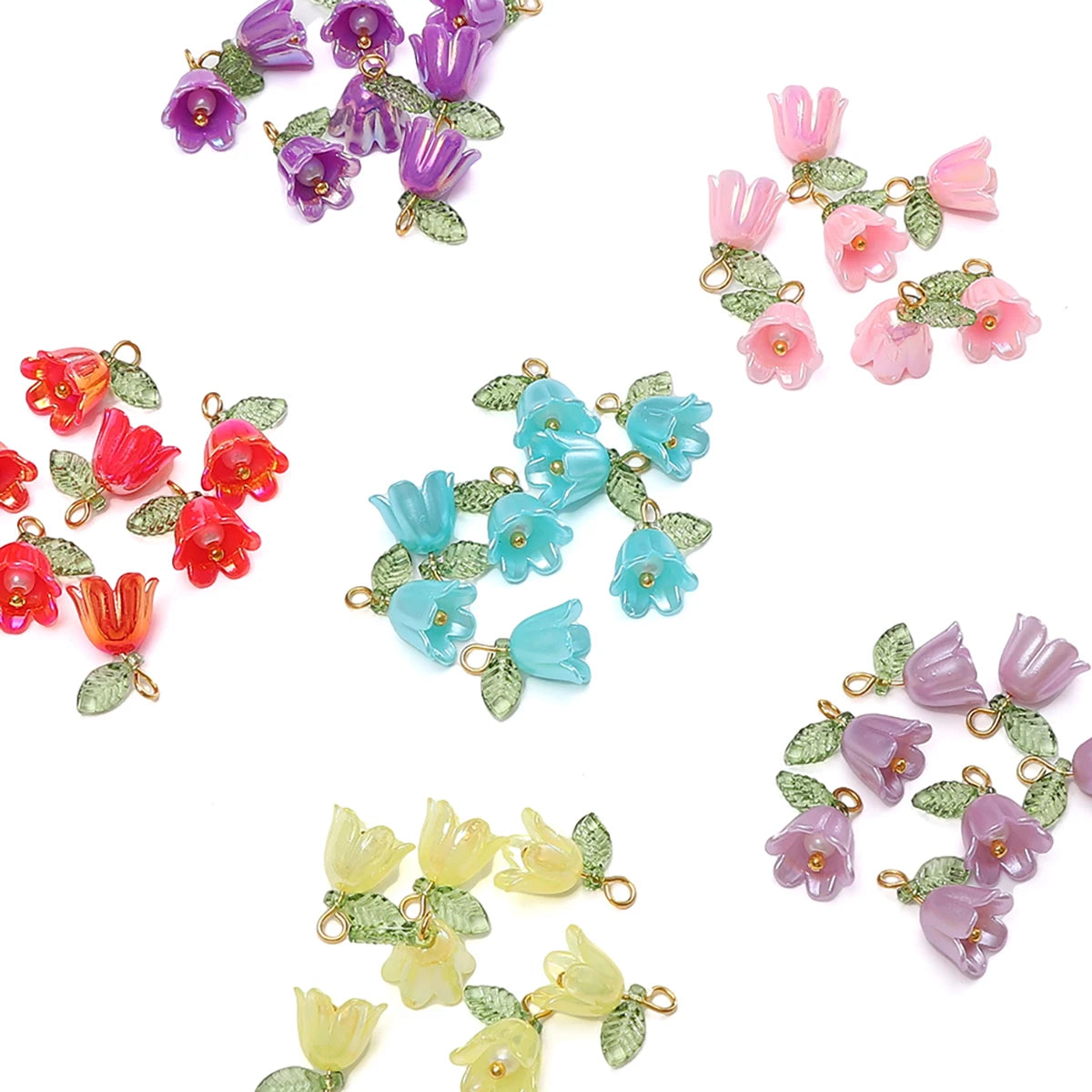 11x14mm 2-10Pcs acrylic lily of the valley flower bud beads plated with colored loose beads, handcrafted DIY making jewelry brac