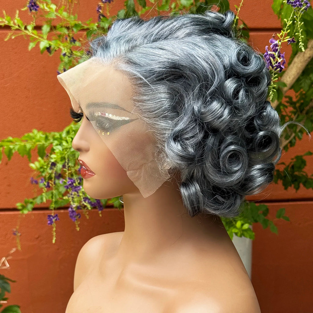 13x4 Transparent Lace Frontal Wig 250% Density Short Bob Loose Wave Human Hair Wigs Bouncy Curly Hair Wigs for Black Women