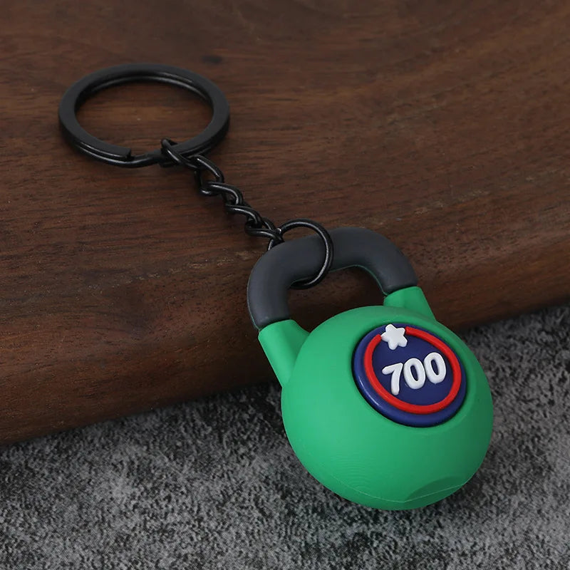 3D PVC Sports Fitness Pendant Mini Barbell Plates Keychain Kettlebells Water Cups Simulation Dumbbell Keyring Creative Bag Charm