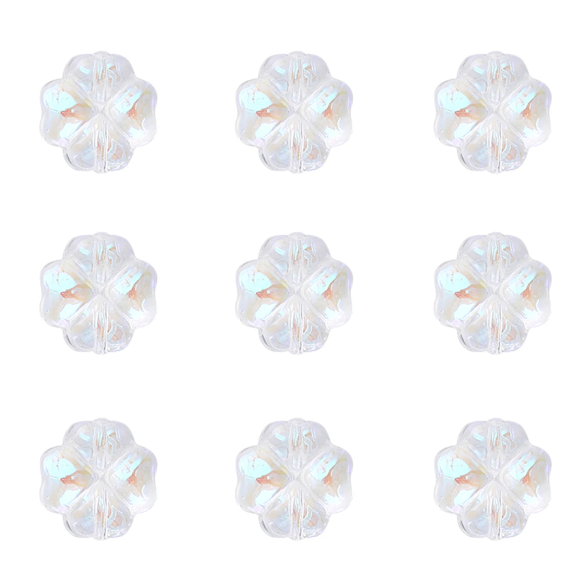 20pcs/bag Transparent Four leaf flower Shape Glass Beads, Lucky Beads for DIY Jewelry Making Bracelets, Crafts -Exquisite Gifts