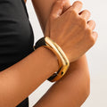 Ingemark Punk Big Chunky Metal Wide Cuff Bangles for Women Fashion Statement Vintage Geometric Spring Bracelets Grunge Jewelry