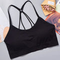 Women's Sports Yoga Crop Top – Seamless Fitness Activewear with Wide Letter Straps