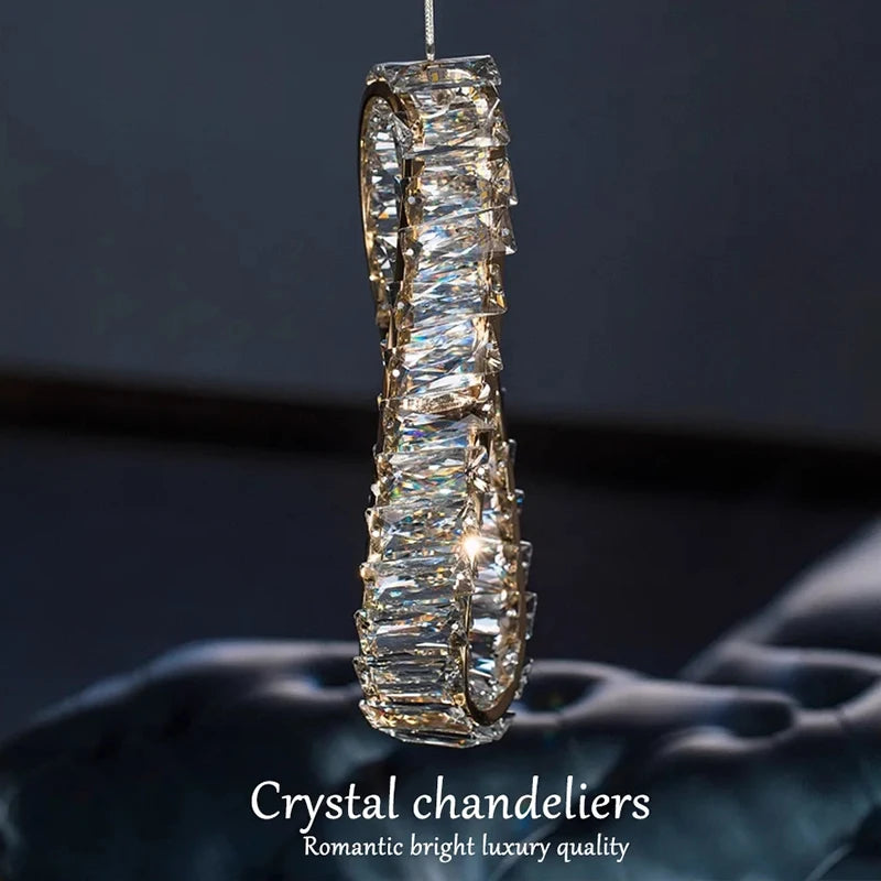 Luxury LED Crystal Pendant Light | Modern Chandelier for Bedroom & Living Room | 3 Color Modes | 90–260V