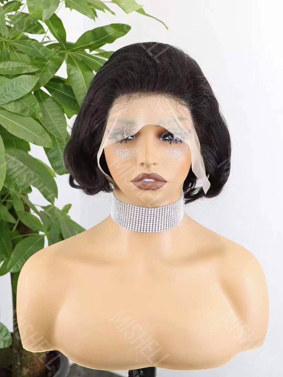 13x4 Lace Frontal Bob Wigs Pixie Cut Brazilian Remy Human Hair Short Bob Wig Natural 200% Density Wavy Lace Wigs for Black Women