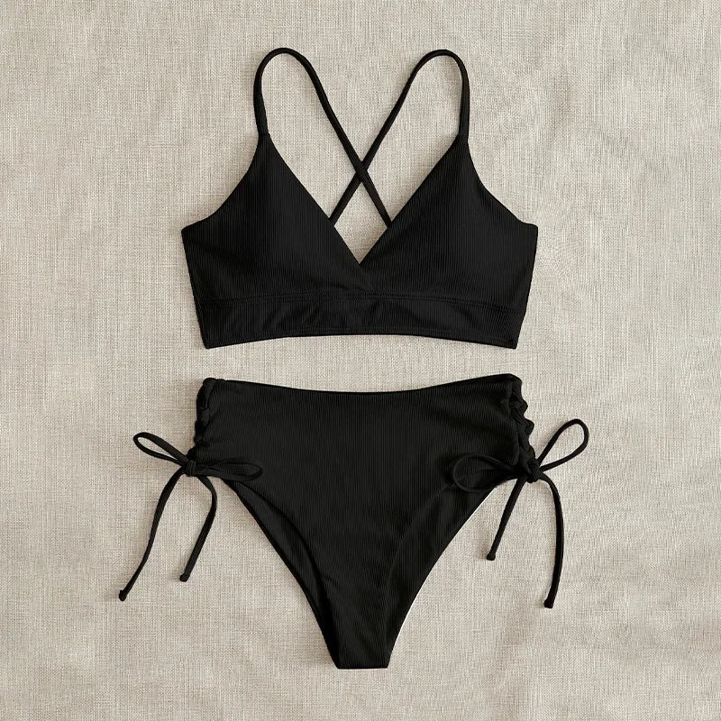 Sexy Bandage High Waist Brazilian Bikini Set – Women's Swimsuit