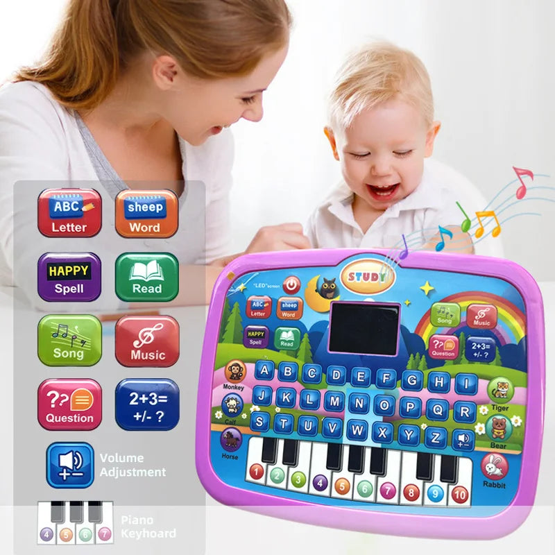 Kids’ Education Tablet Toy, Age 3+ Literacy Math Music Learning, Doubles as Electronic Keyboard, Birthday Christmas Gift