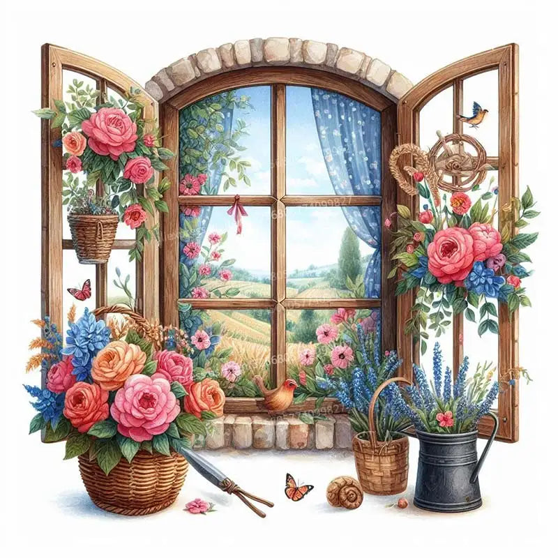 Watercolor Flower Wall Stickers | Removable PVC Window & Sofa Decals | Pastoral Floral Home Decor
