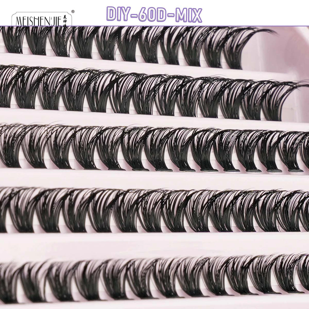 New 10Rows Individual Lashes Kit Natural Long DIY Cluster Eyelashes with Lash Bond and Seal Extension Kit Makeup Tools Faux Cils