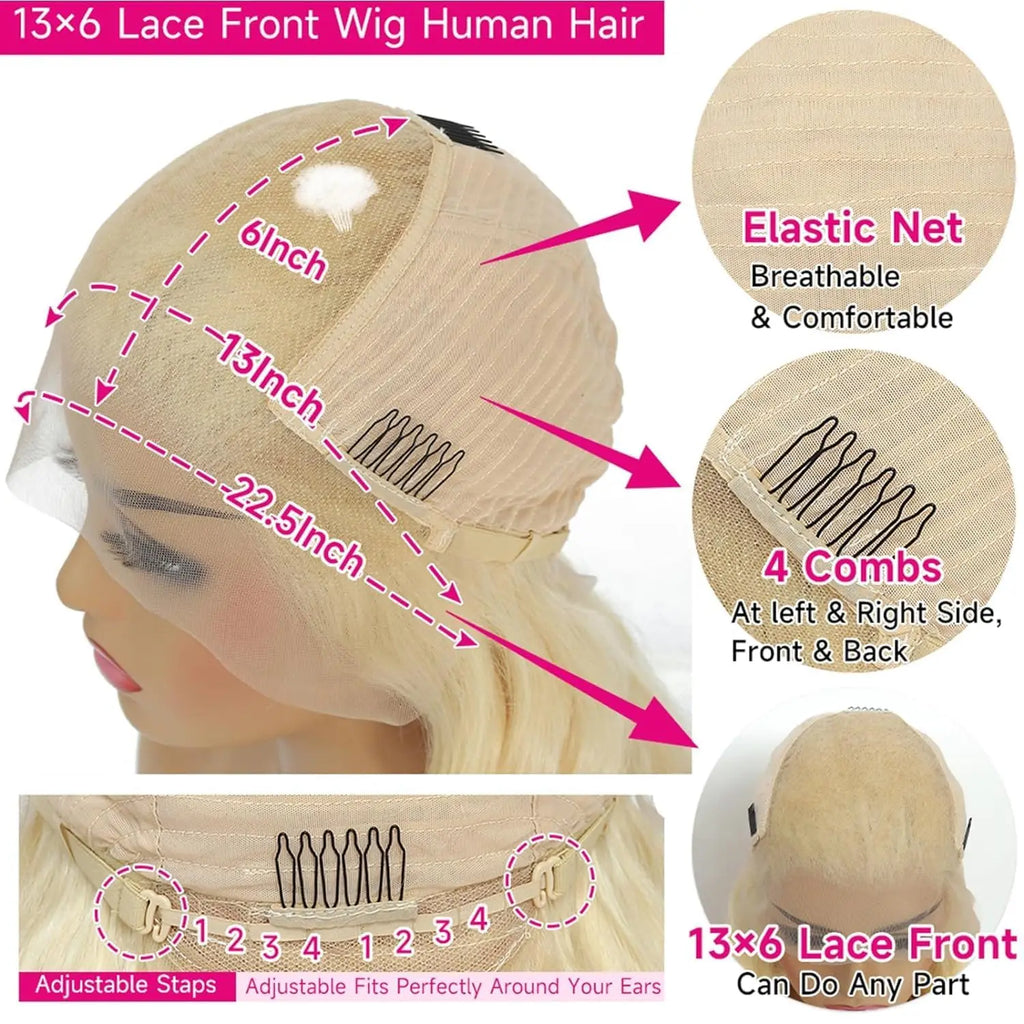 30 Inch 613 Lace Front Wig Human Hair Blonde Wig Human Hair 613 Deep Wave HD Lace Front Wigs 200% Density Pre Plucked For Women