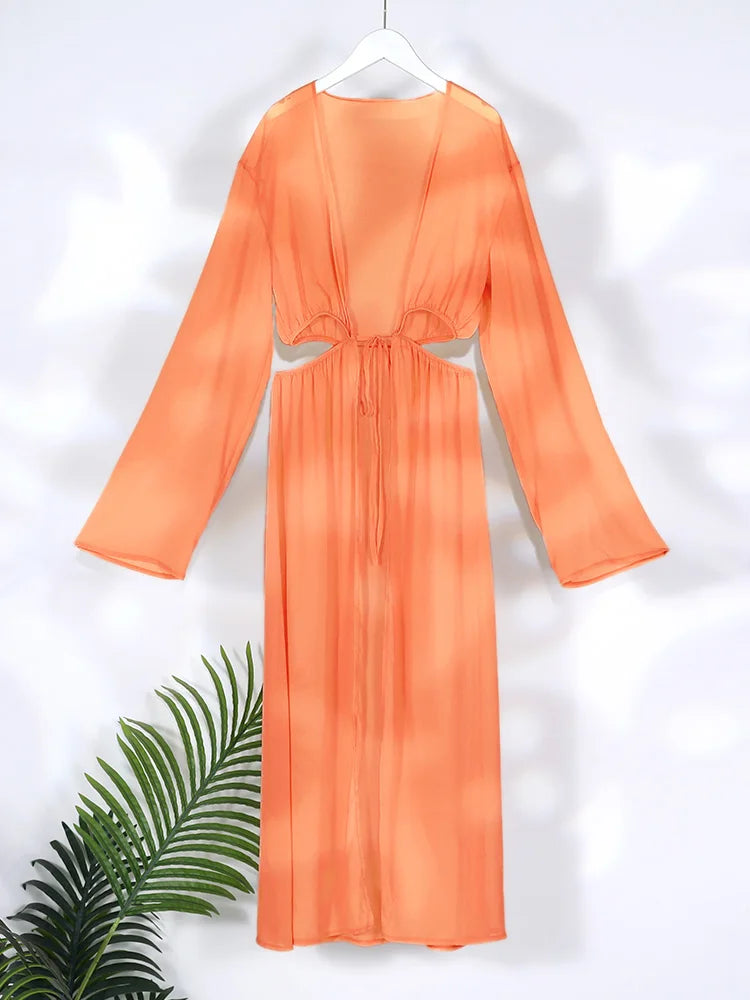 Women's Cover-ups Summer Swimwear Solid Tunic Shirt Beach Dress Female Swimsuit Beach Cover Up Beach Clothes