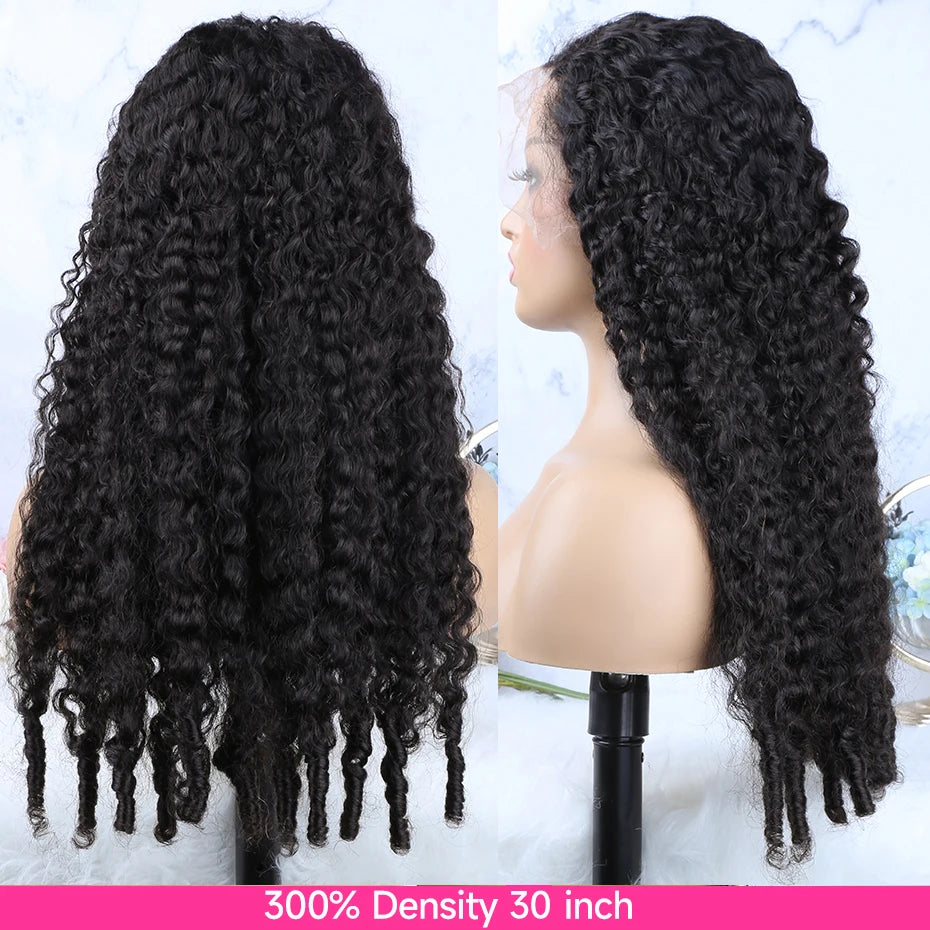 300% Density 30 36 Inch 13x4 13x6 Hd Full Lace Frontal Wig Raw Burmese Curly Lace Front Wig With Spiral End Loose Deep Wave Wigs