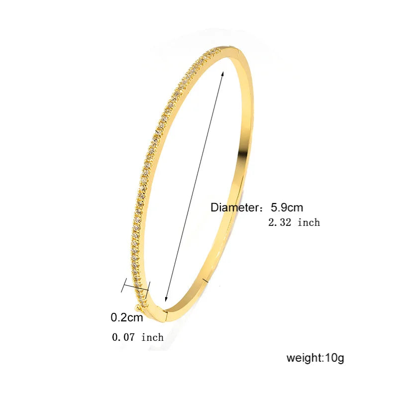 ZAKOL Luxury Zirconia Round Bangles For Women Girls Silver Color Metal Crystal Wristlet Jewelry Wedding Festival Trendy Gifts