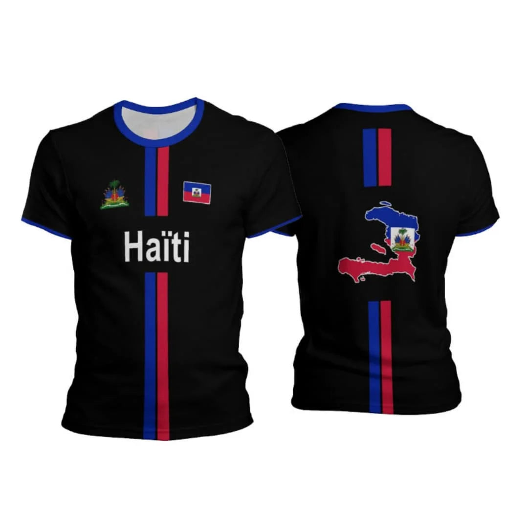 Haiti Football T-Shirt – Unisex Haitian Flag Oversized Streetwear Tee