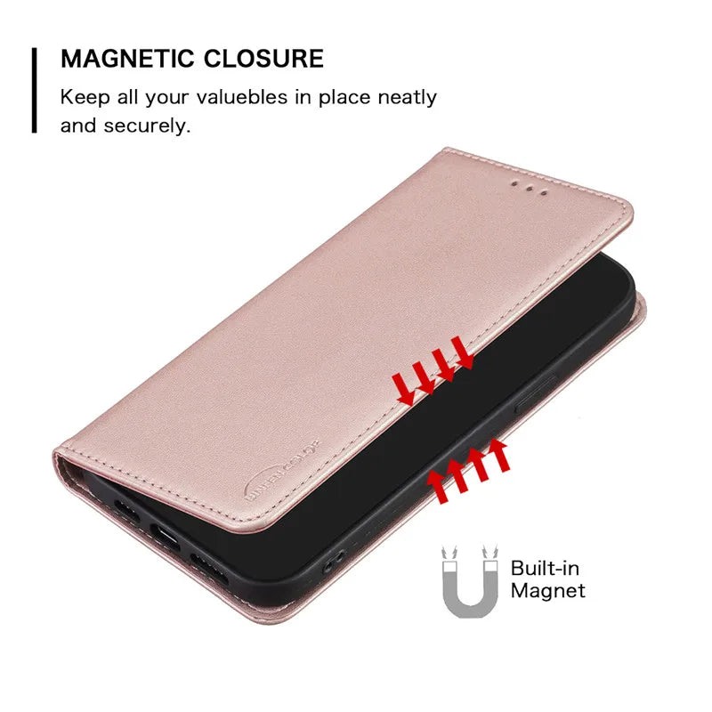 Luxury Leather Flip Phone Case for Xiaomi – Premium Wallet Cover with Card Slots