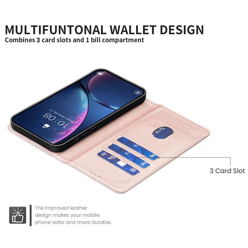 Luxury Leather Flip Phone Case for Xiaomi – Premium Wallet Cover with Card Slots