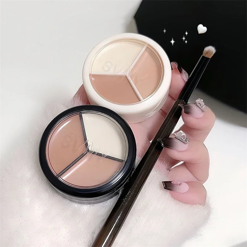 3-Color Concealer Palette High Coverage Concealer Cover Anti Dark Circle Freckle Natural Finish Foundation Face Makeup Base