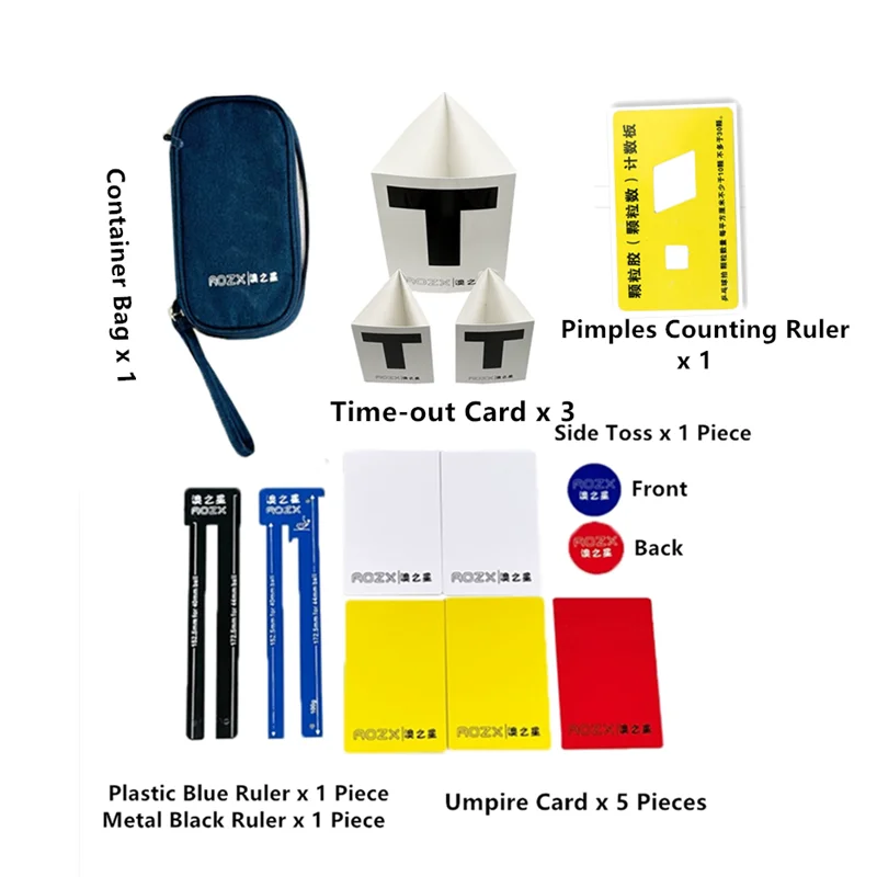 Complete Set of Table Tennis Umpire's Kit,Includes Ruler, Time--out Cards, Penalty Cards, Net Rubber Measuring Cards, Side Toss