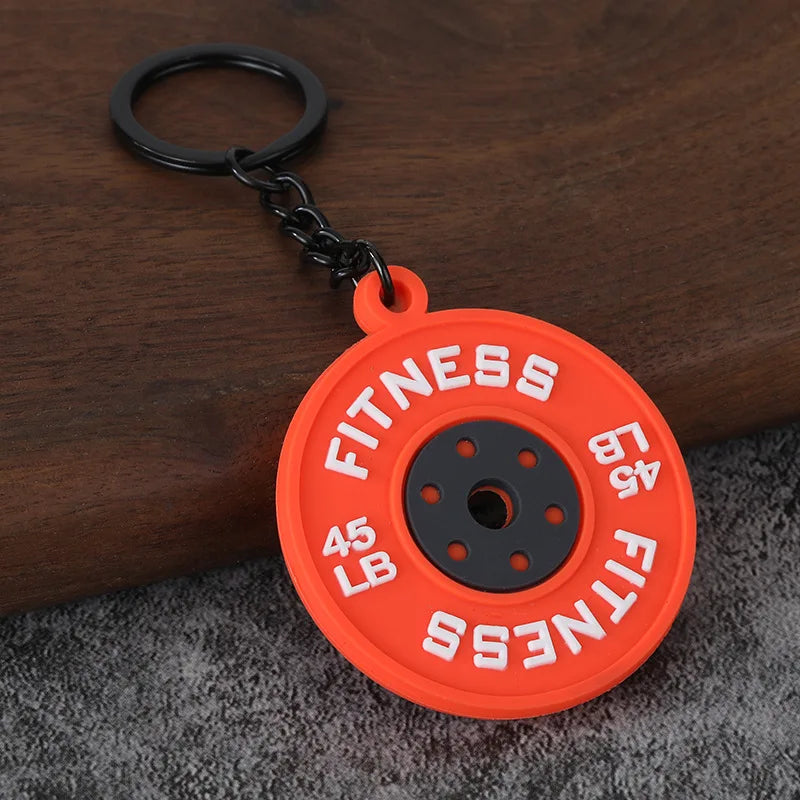 3D PVC Sports Fitness Pendant Mini Barbell Plates Keychain Kettlebells Water Cups Simulation Dumbbell Keyring Creative Bag Charm