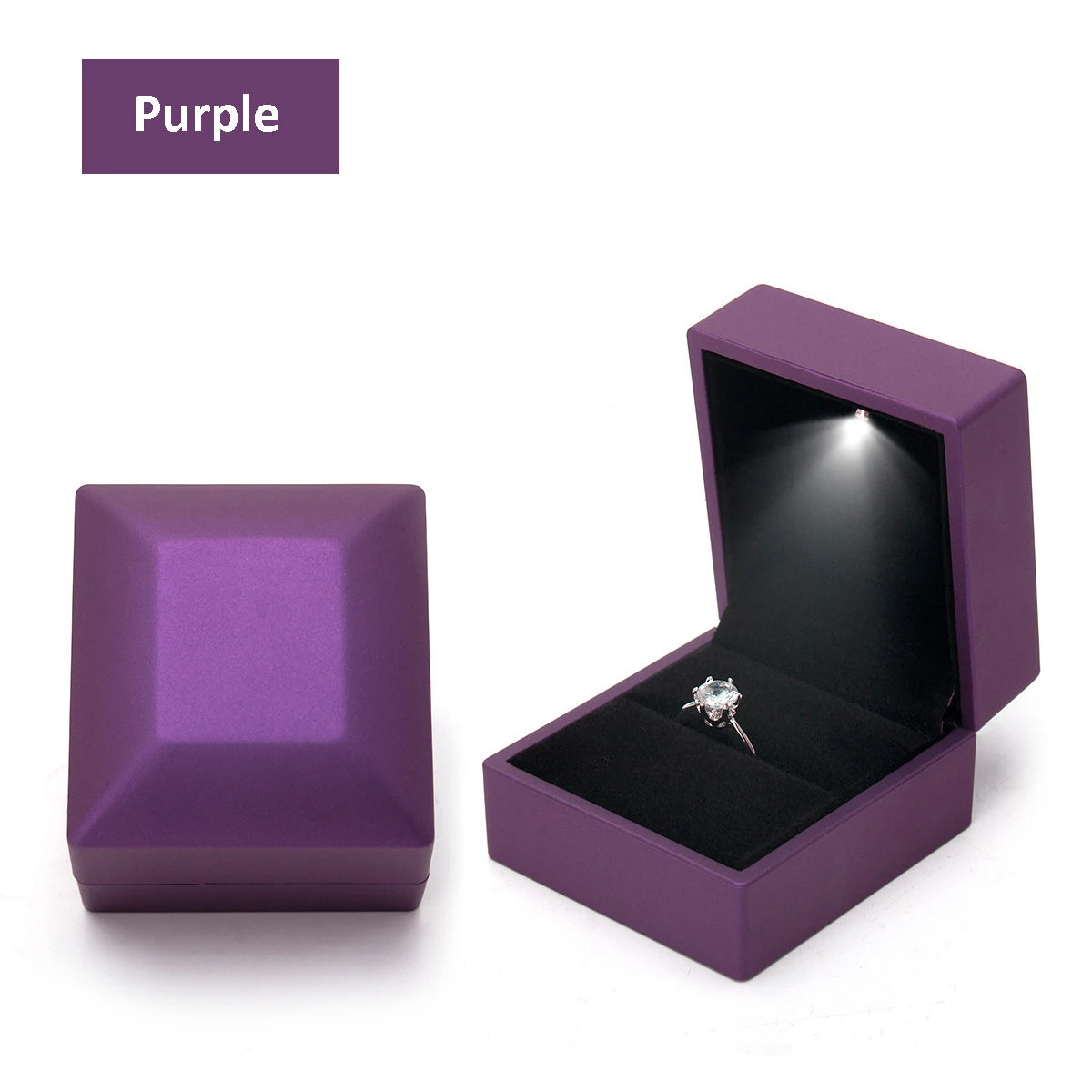 1 Pcs LED Jewelry Ring Box Luxury Velvet Rubber Necklace Pendant Gifts Display With Light For Proposal Engagement Wedding 2030