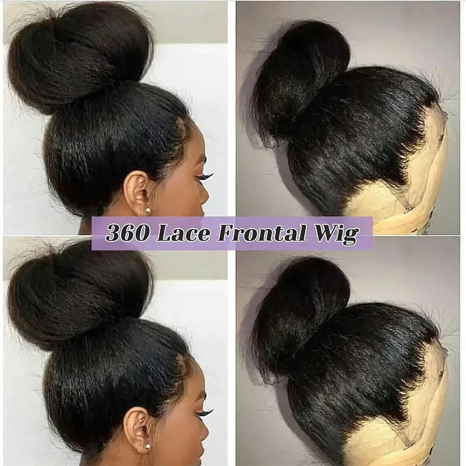 Invisi Draw-strings Kinky Straight 360 Glueless Wig PreCut Lace InvisiFit Strap Wear Go Wig Hidden Strap 360 Full Lace Front Wig