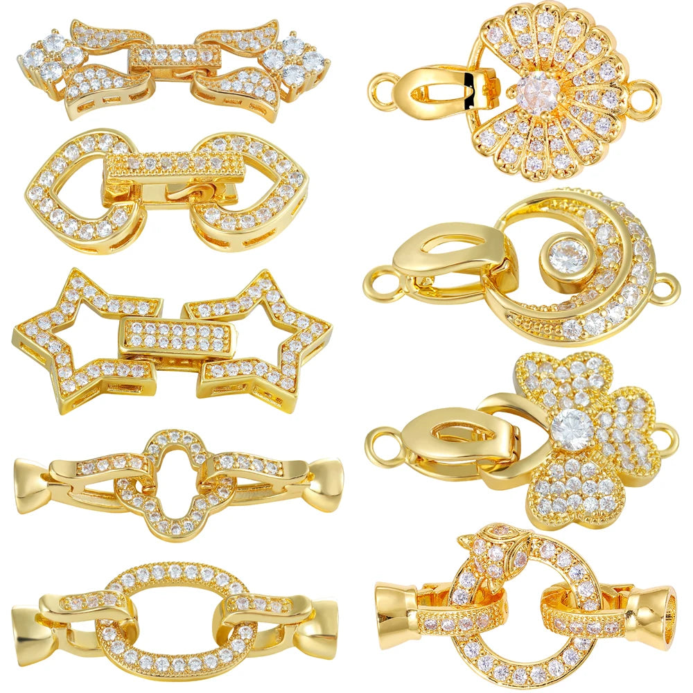Juya Handmade 18K Gold Plated Decoration Connector Fastener Lock Clasps Accessories For DIY Needlework Beading Jewelry Making