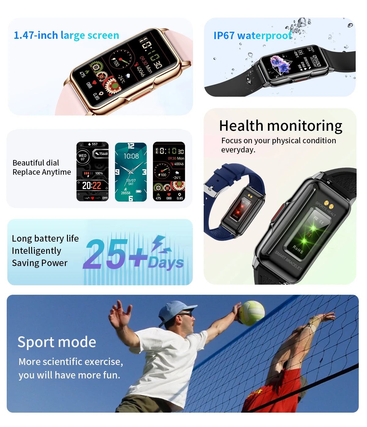 LIGE Women's Smartwatch – 1.47" Bluetooth Fitness Bracelet with Blood Oxygen & Sleep Monitor