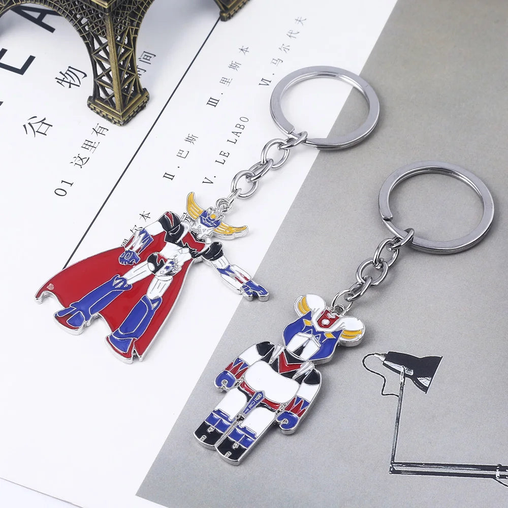 Japanese Comic Mazinger Z Pendant Keychain UFO Liantaisha Robot Grendizer Logo Keyring for Men Car Backpack Jewelry Accessories