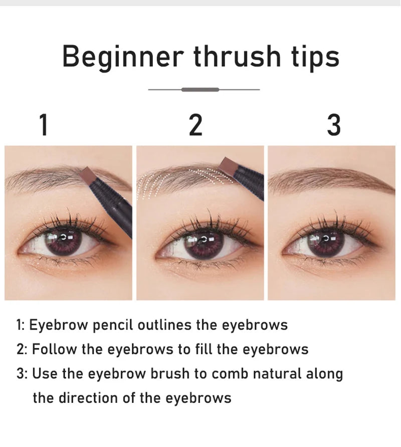 Waterproof Eyebrow Pencil with Soft Brush – Long-Lasting Permanent Makeup Tattoo Tool