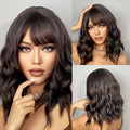 Sky Blue Short Bob Wigs for Women Synthetic Wavy Curly Wigs with Bangs Cosplay Halloween Blue Wig Natural Heat Resistant Hair