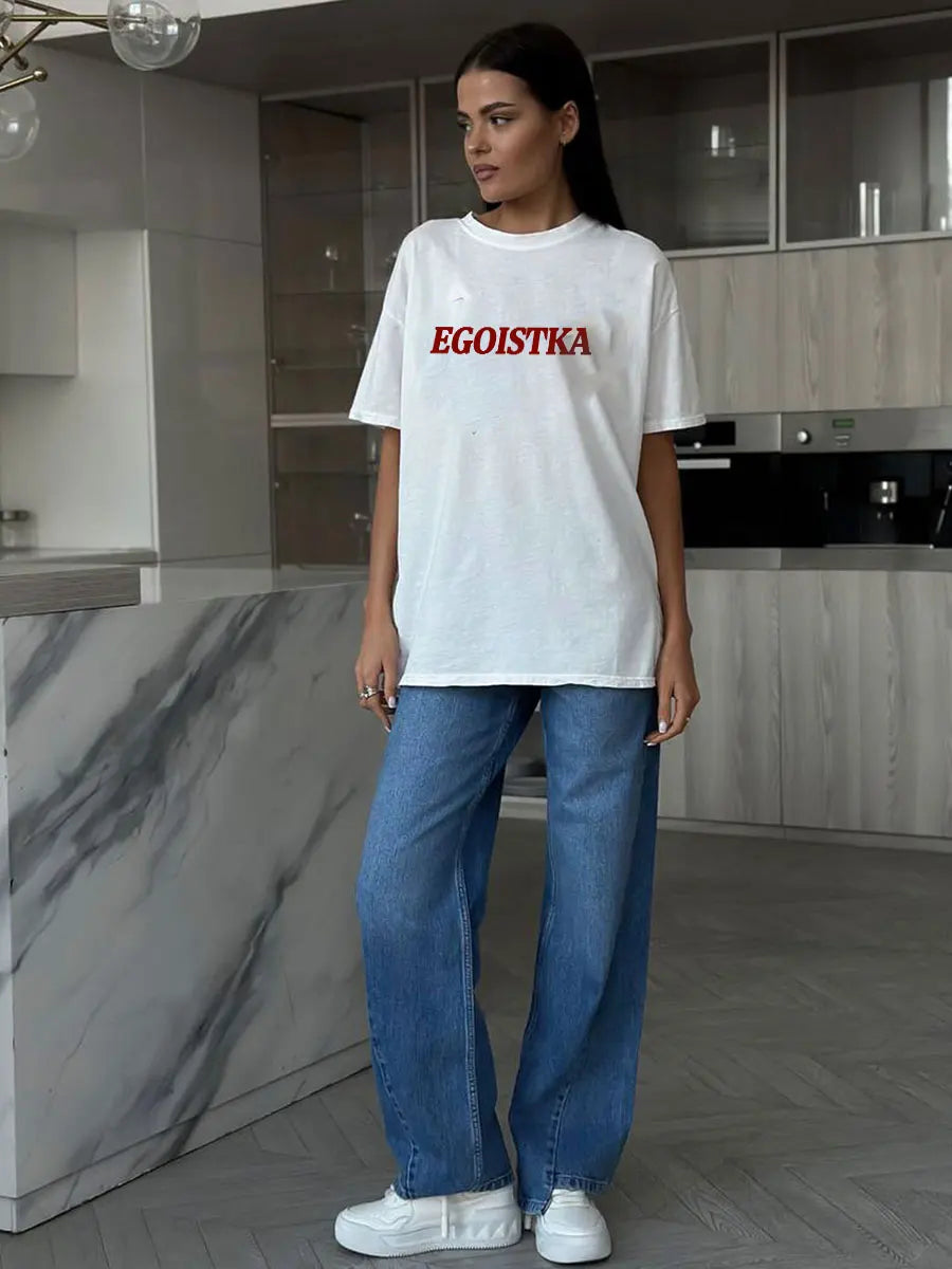Hirsionsan American Retro Letter Printed T Shirt Women Summer Cotton Soft Short Sleeve Tee Female Oversized Higt Street Top 2025