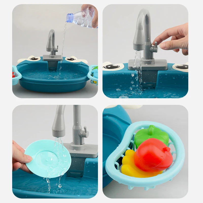 Kids Mini Sink Kitchen Toy Set Dishwashing Simulated Educational Play House Games Sink Set Children Christmas Gift Kitchen Toys
