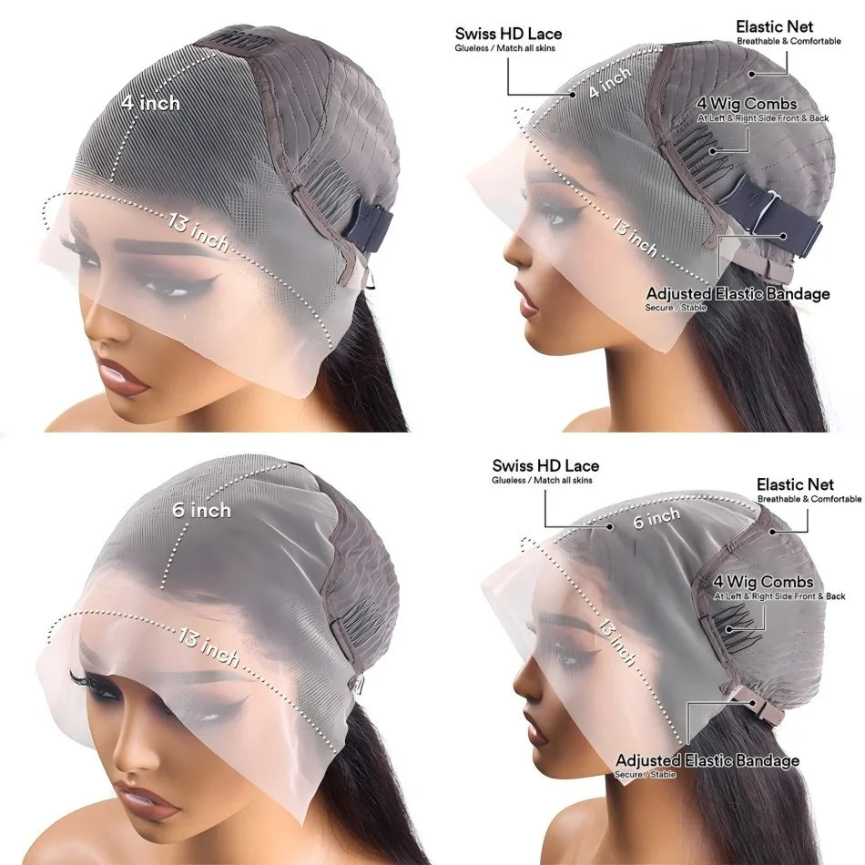 Loose Waves Wig Human Hair Curly Body Wave Human Hair Wigs 13x6 Hd Lace Frontal Wig 250 Density Brazilian With Bleached Knots