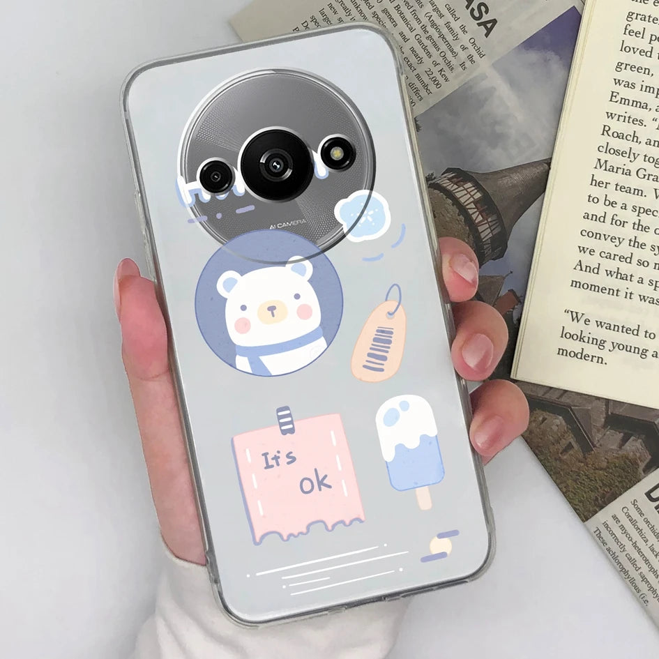 Xiaomi Redmi A3 Phone Case – Butterfly Coloured Drawing Back Cover with Screen Protector