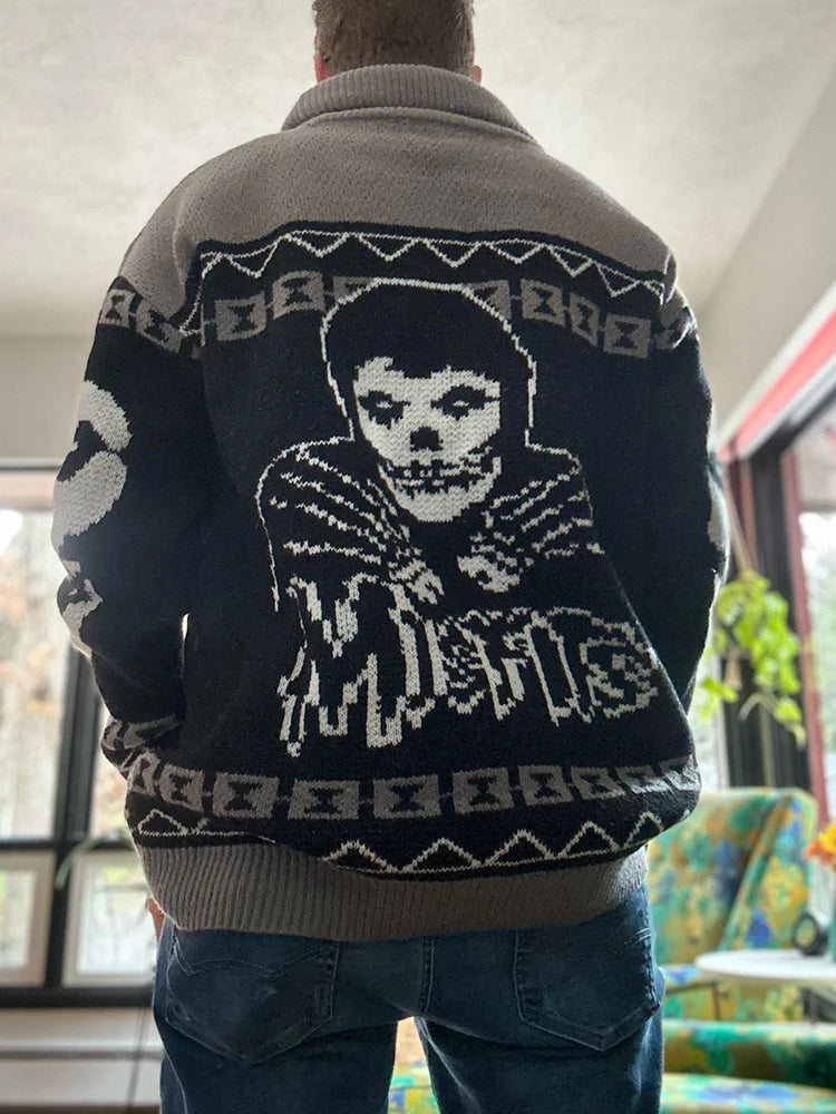 Y2K Gothic Ghost Print Harajuku Sweater – Men's & Women's Long Sleeve Warm Coat