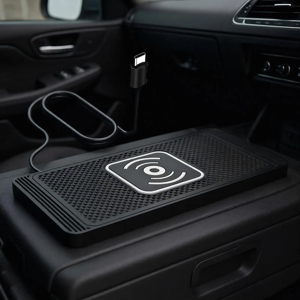 Wireless Car Charger Pad – Auto-Sensing Non-Slip Charging Mat for Vehicles