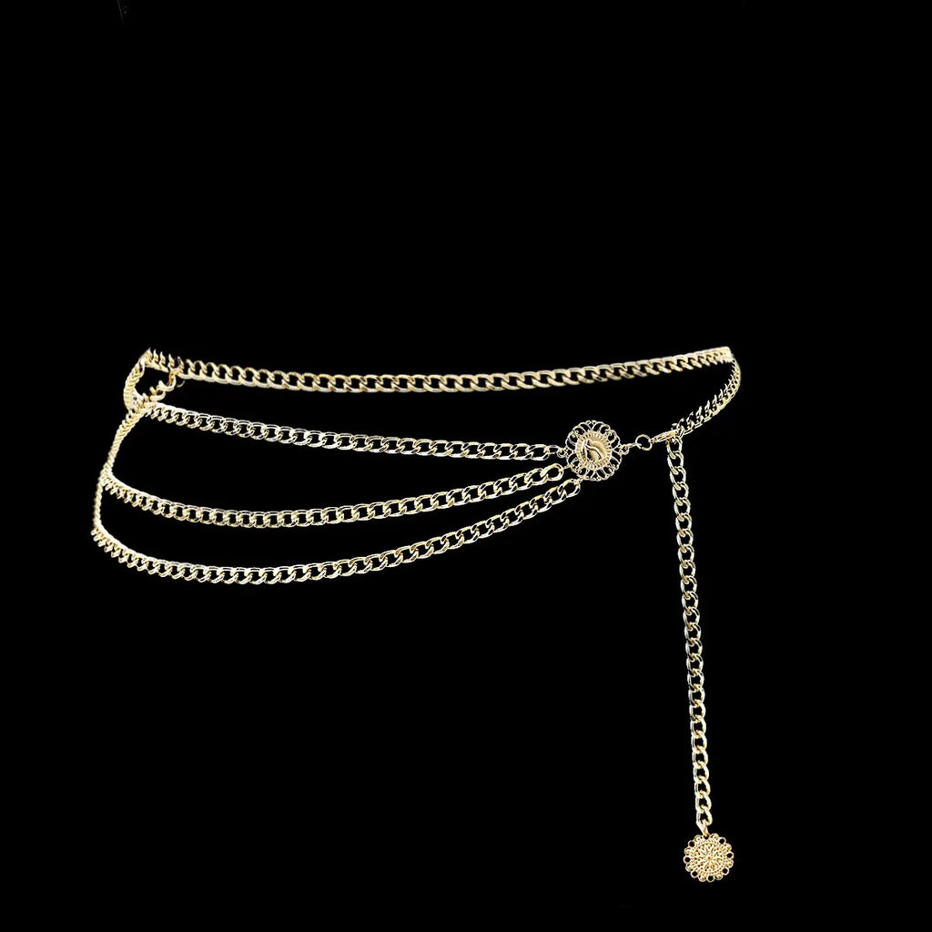 Boho Sexy Sunflower Queen Head Coin Tassel Pendant Waist Belly Belt Chain Women Summer Bikini Rave Body Jewelry Y2K Accessories