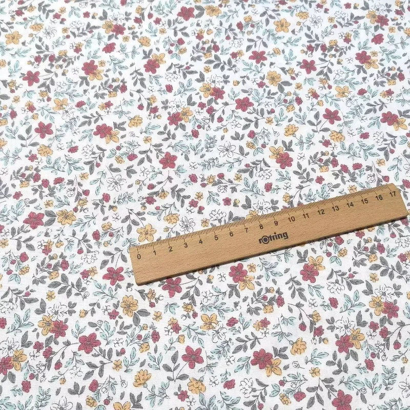Floral Print Cotton Fabric | 235×50cm Small Pattern DIY Fabric for Shirts, Dresses, Bedding & Home Decor Crafts
