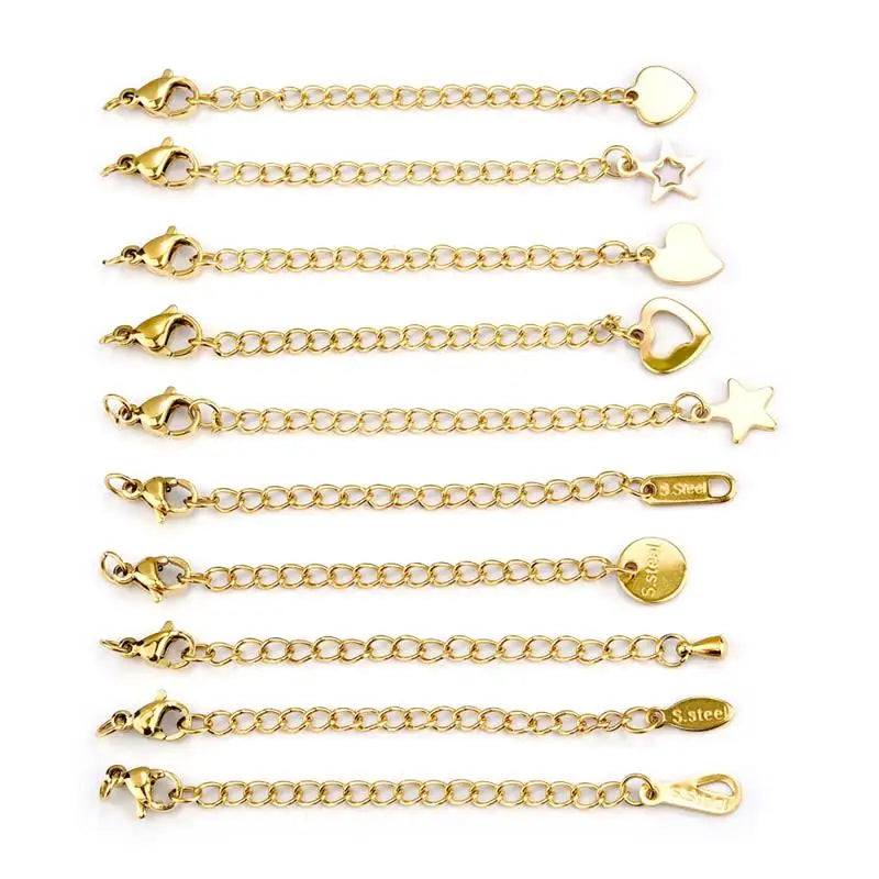 5pcs/lot Stainless Steel Extension Extended Tail Chains Lobster Clasps Connectors DIY Jewelry Making Findings Bracelet Necklaces