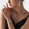 Crystal Necklace, Earrings & Bracelet – Shiny 3-Piece Jewelry Accessories Set