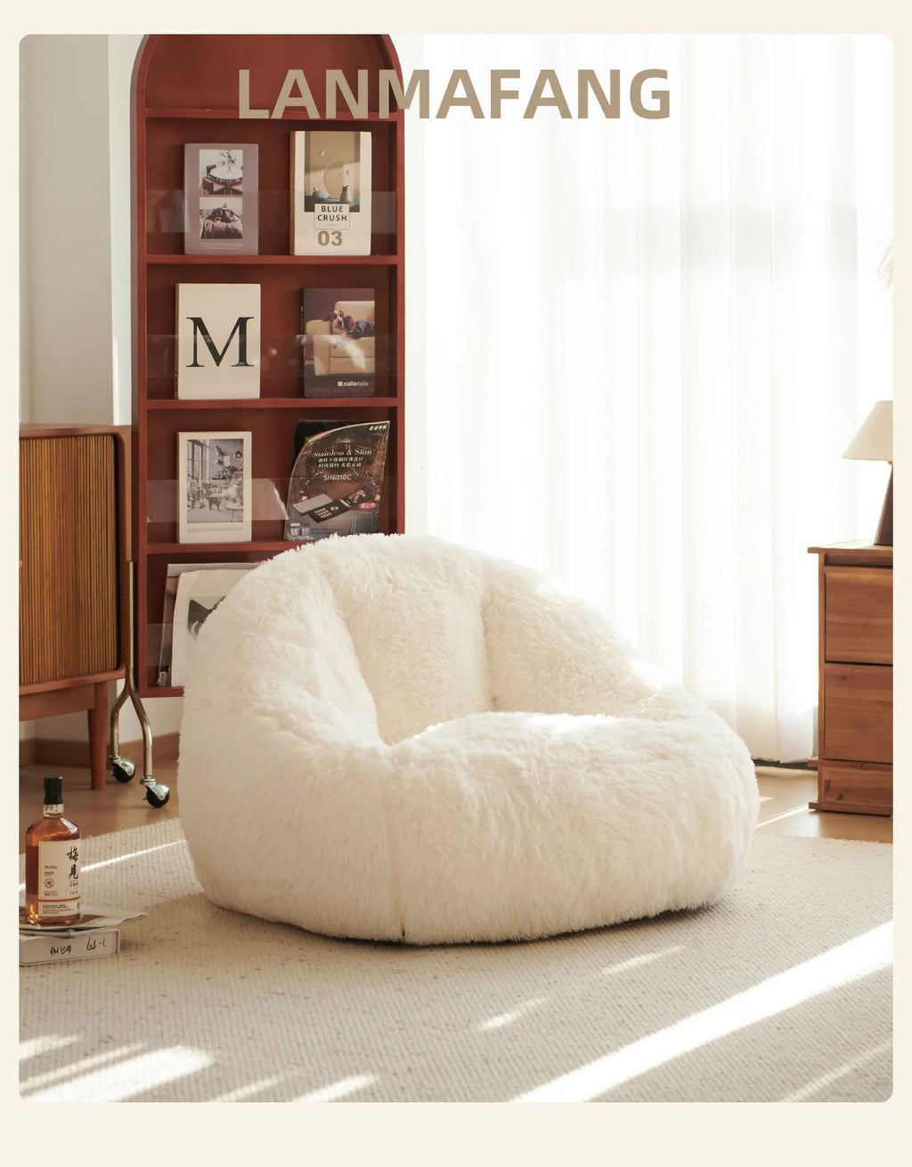 Cute White Nordic Children's Sofa – Recliner Lazy Puff for Kids' Living Room