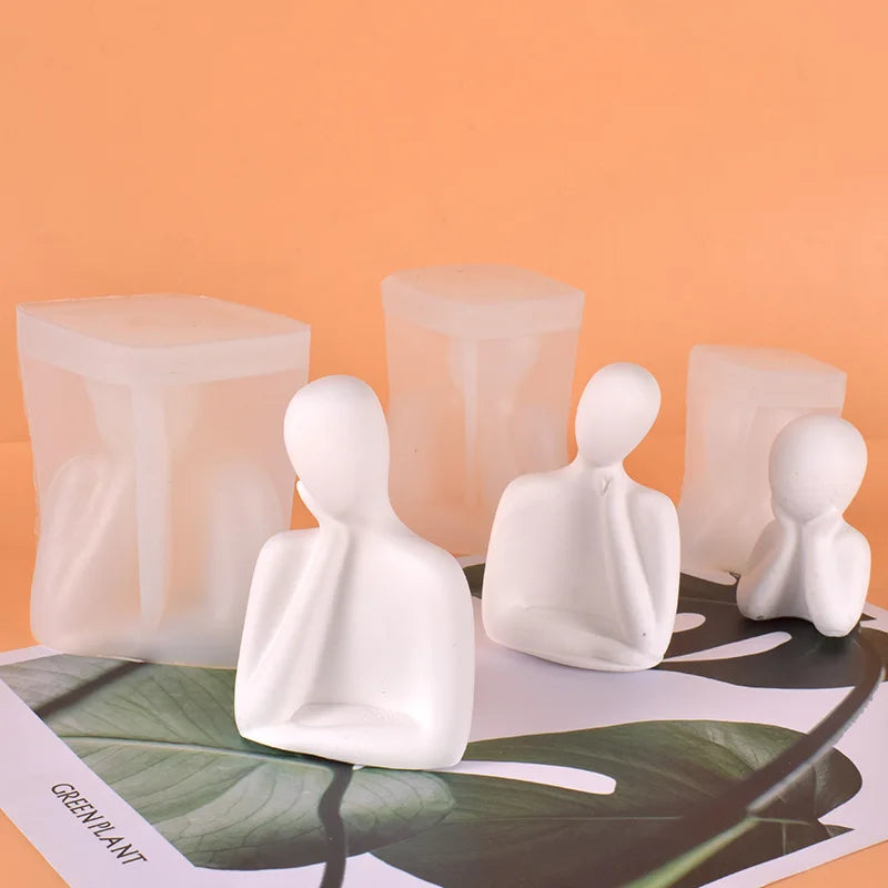 Thinker Statue Silicone Mold | 3D DIY Resin & Plaster Abstract Figure Mould | Nordic Home Decor Craft