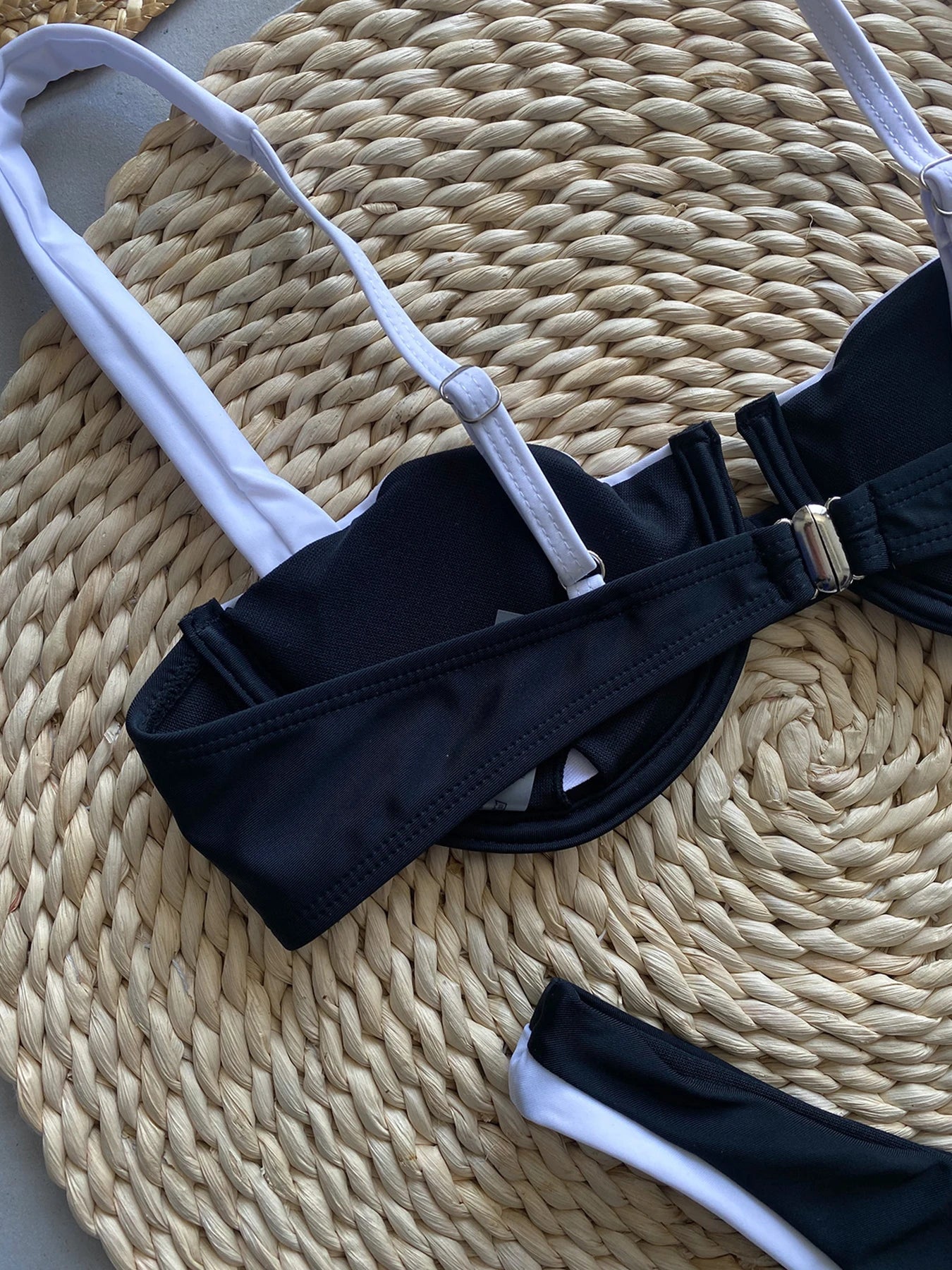 Black & White Patchwork Push-Up Bikini – Women's Two-Piece Swimsuit