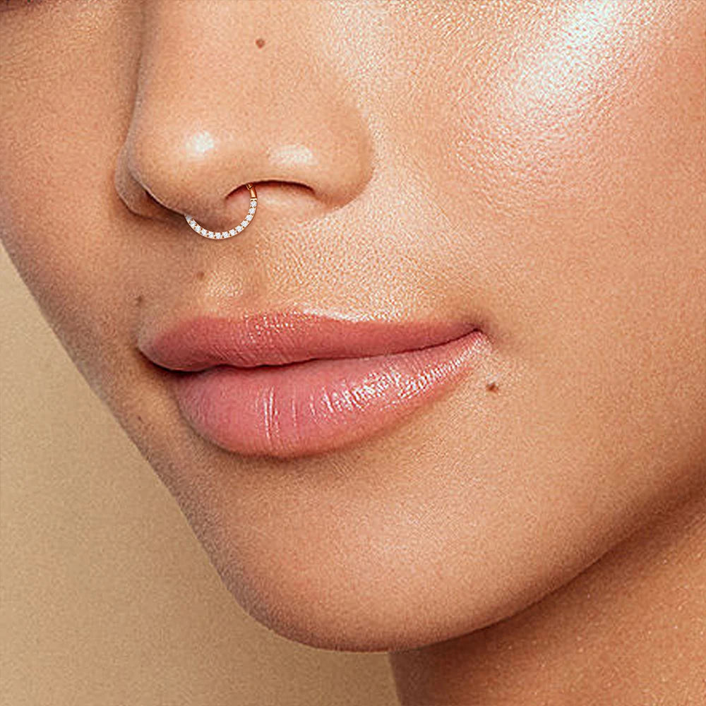 1/10PCS G23 Titanium Nose Rings Septum Clicker Ear Cartilage Tragus Helix Daith Earrings Hoops 16G 18G CZ Body Piercing Jewelry