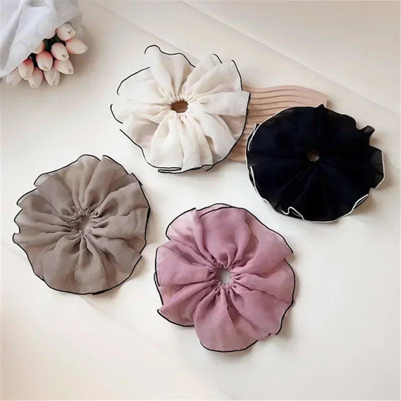 Fairy Oversized Scrunchies Elastic Hair Bands Ponytail Holder Rubber Hairband Elegant Hair Rope Tie for Women Hair Accessory
