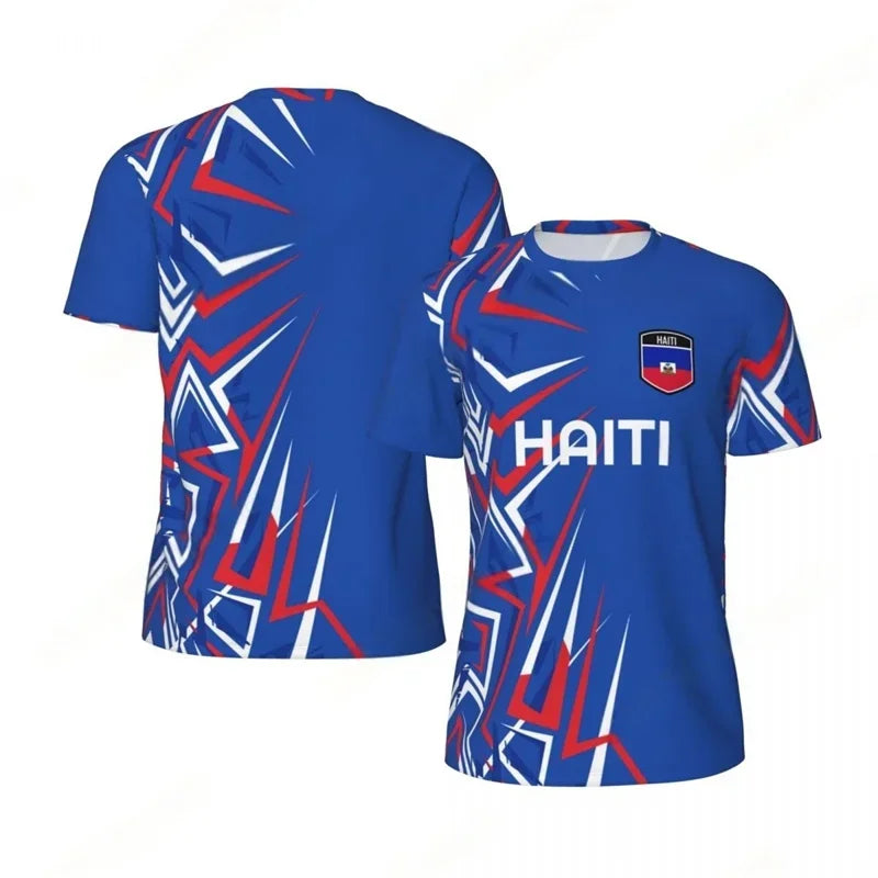 Haiti Flag Football 3D Print Sport T-Shirt – Men's Breathable Round Neck Tee