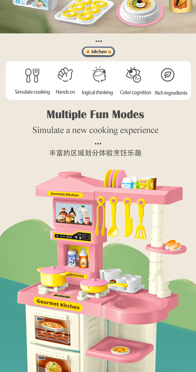 Kids Play Kitchen Accessories Playset – Toy Foods, Pans, Pots, Breads & Utensils for Ages 3+