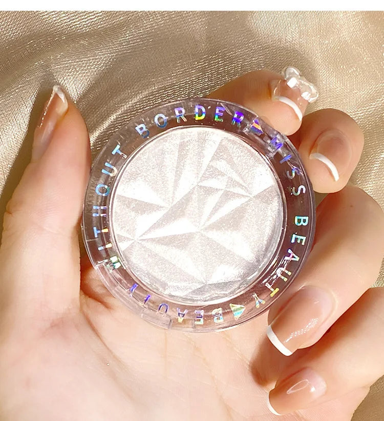 Brightening Face Highlighter Palette Waterproof Monochrome Pearlescent White Silver Highlight Makeup High Gloss Face Repairing
