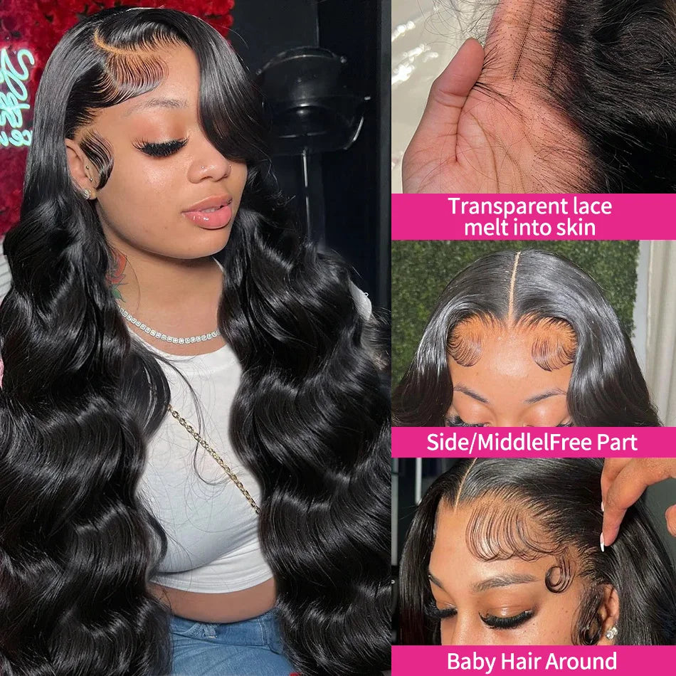 40 Inch Body Wave 13x4 13x6 HD Lace Frontal Wigs Human Hair 300 High Density Body Wave Lace Front Wig For Women Brazilian Hair