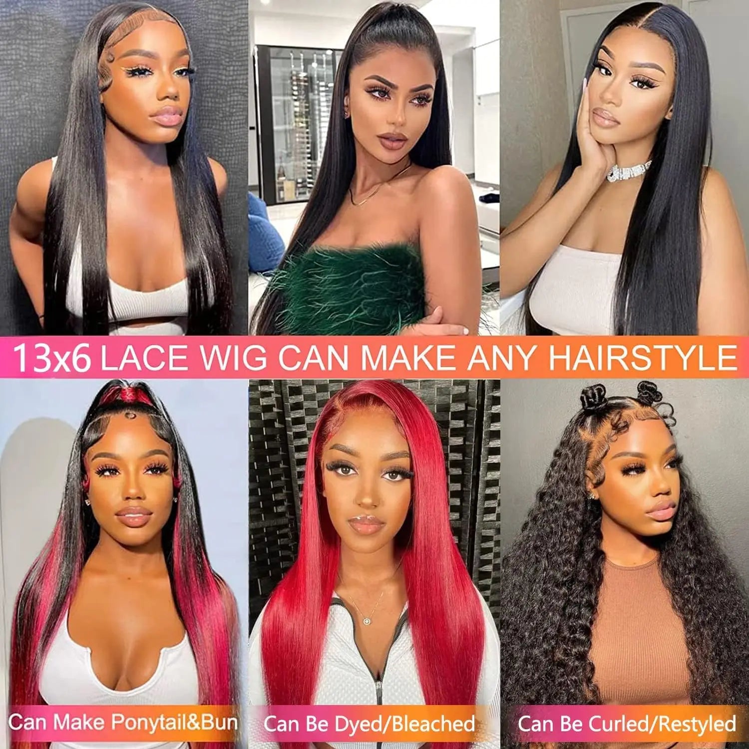 Straight Hd Lace Wig 13X6 Human Hair 40 Inch Lace Front Wig 13X4 Lace Frontal Wig 250 Density Brazilian Hair Natural Black Color